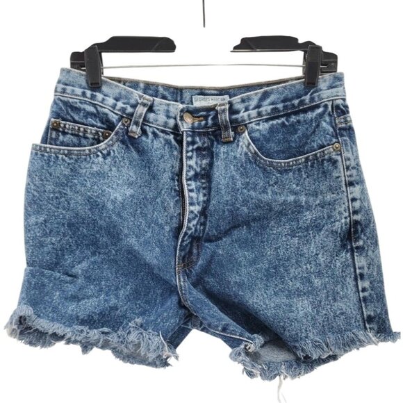 Vintage 80s Guess USA High Waist Denim Shorts Cutoff Frayed Hem Women’s Sz M - Picture 1 of 5